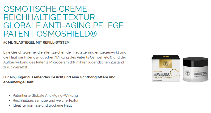 Premium OSMOTISCHE CREME LEICHTE TEXTUR - globale Anti-Aging Pflege